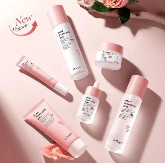 KIT ROSAS Y ÁCIDO HIALORONICO BIOAQUA CAJA DE LUJO