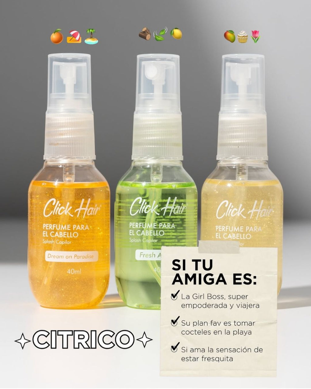 Kit viajero cítrico 40ml Click hair