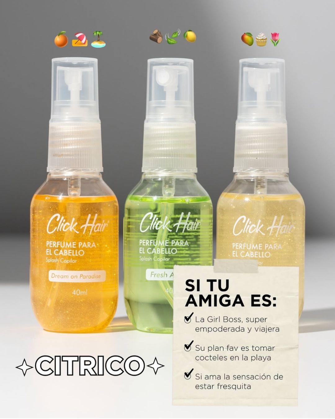 Kit viajero cítrico 40ml Click hair